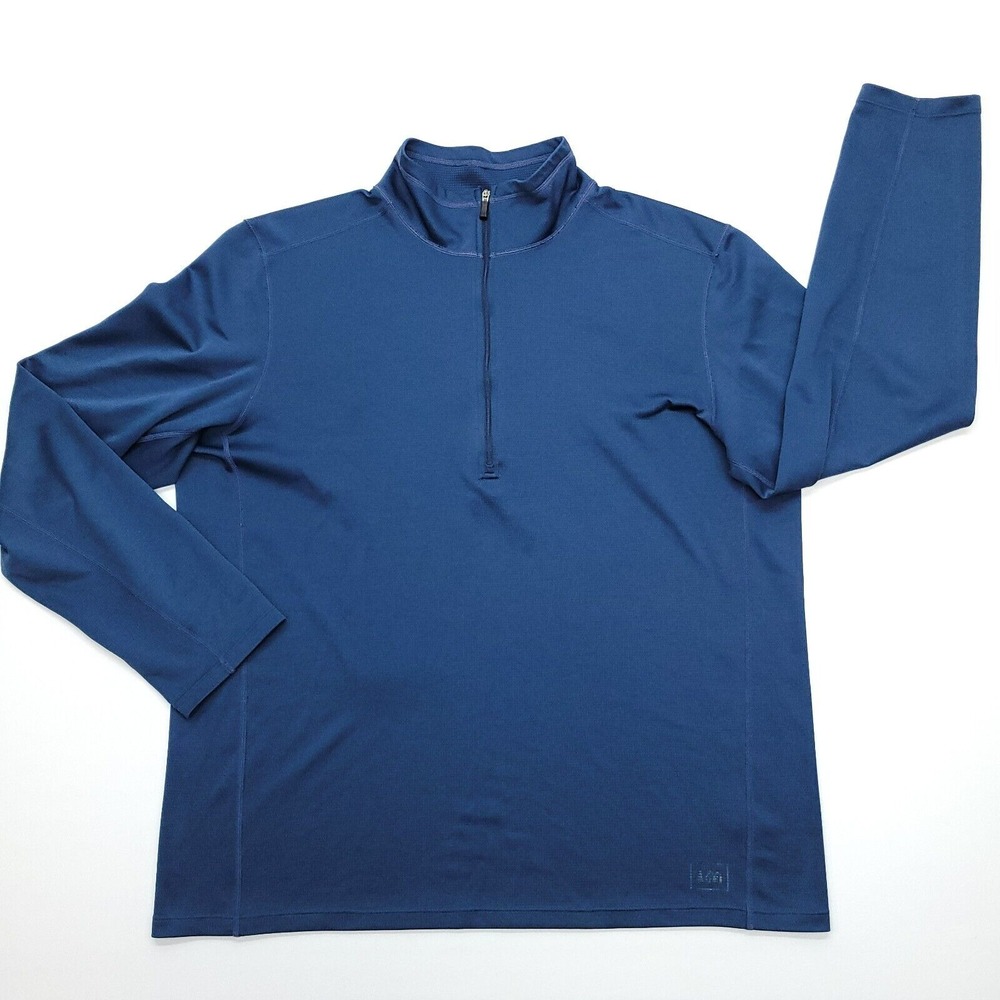 REI Pullover Men XL‎ Blue 1/4 Zip Base Layer Long Sleeve Polartec Mock Neck